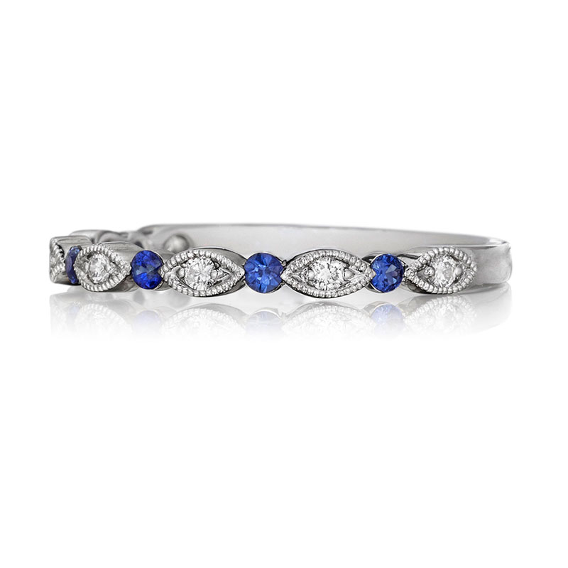 Henri Daussi White Gold Sapphire And Diamond Band