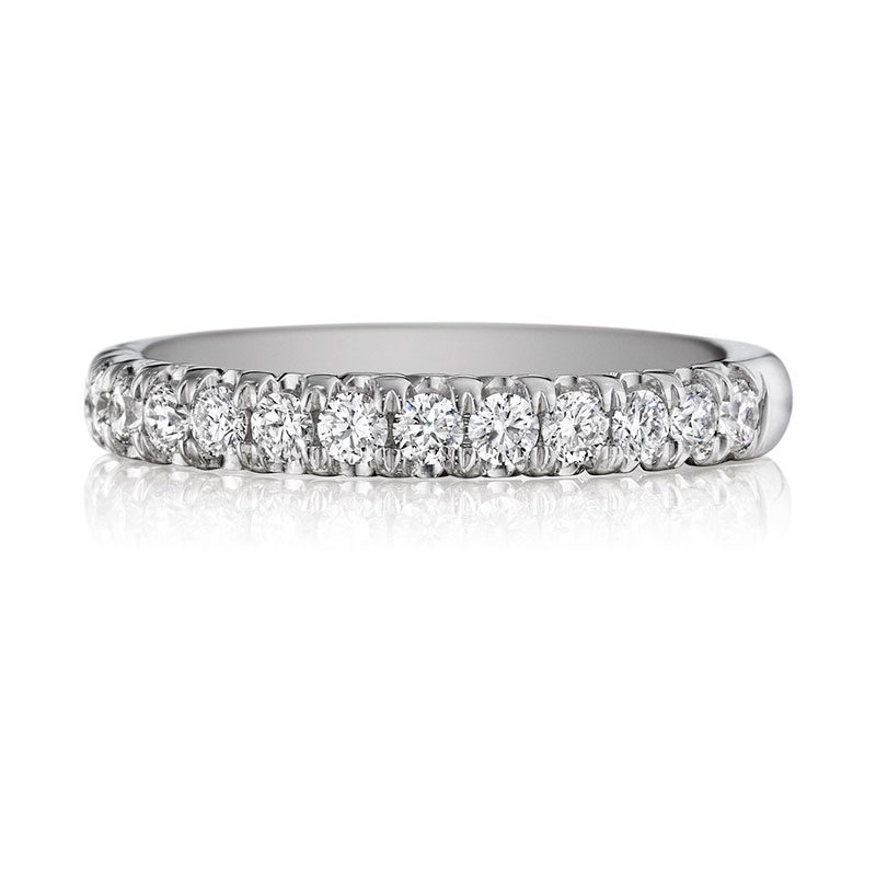 Henri Daussi White Gold Half Way Diamond Band