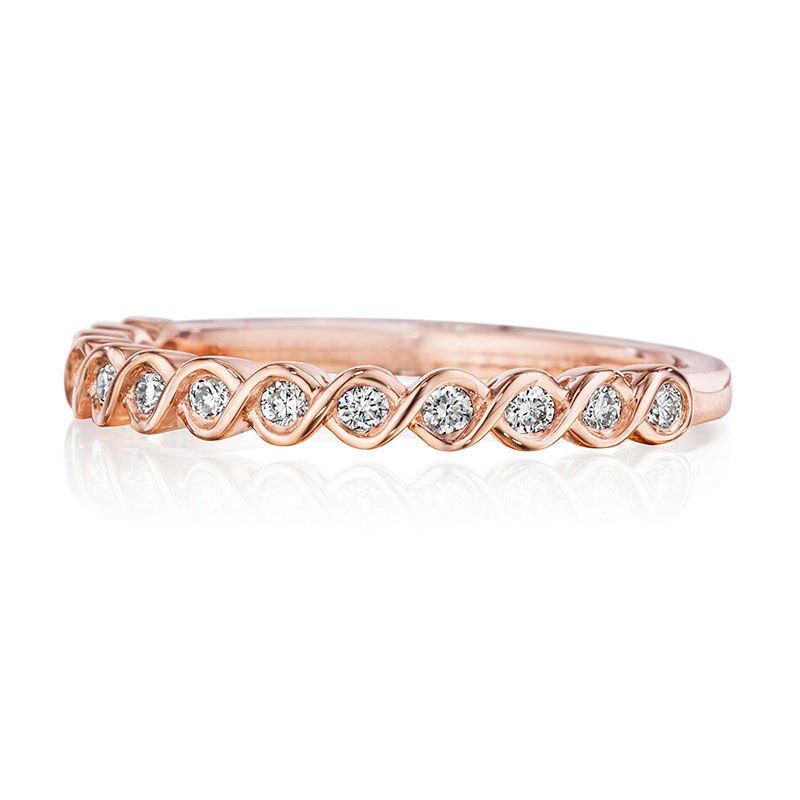 Henri Daussi Rose Gold Pave Diamond Band