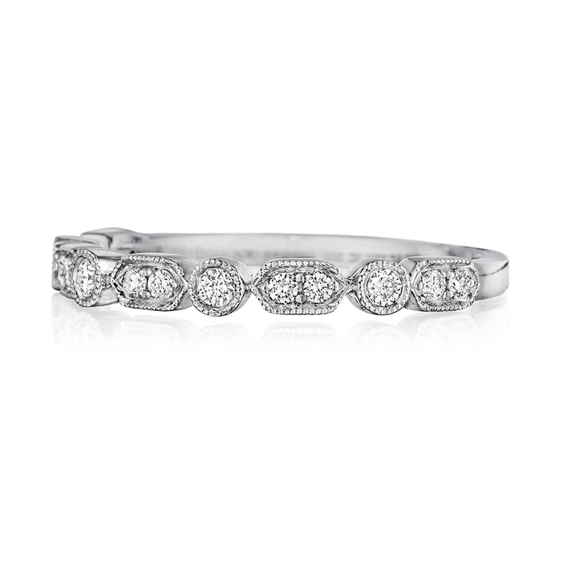 Henri Daussi White Gold Pave Set Diamond Band