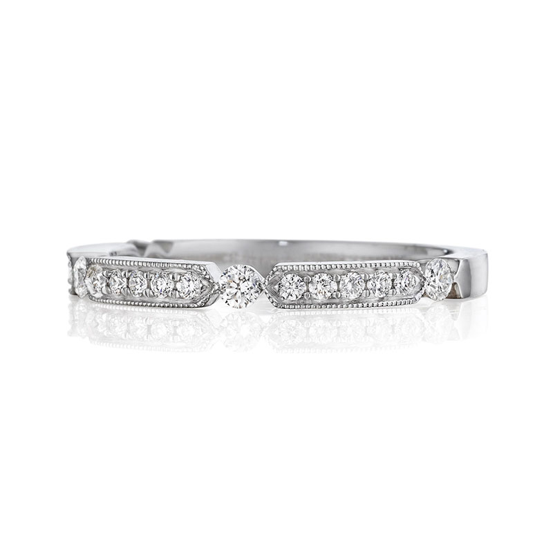 Henri Daussi White Gold Pave Set Diamond Band