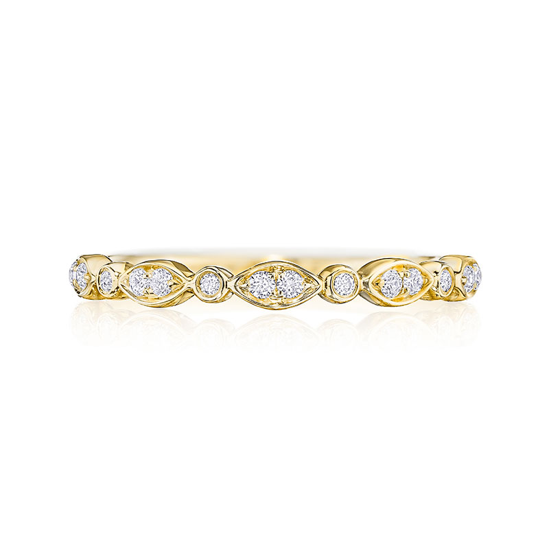 Henri Daussi Yellow Gold Half Way Diamond Band