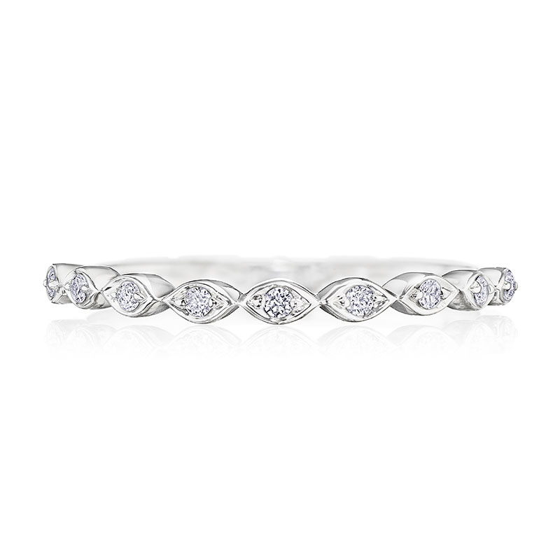 Henri Daussi White Gold Half Way Diamond Band