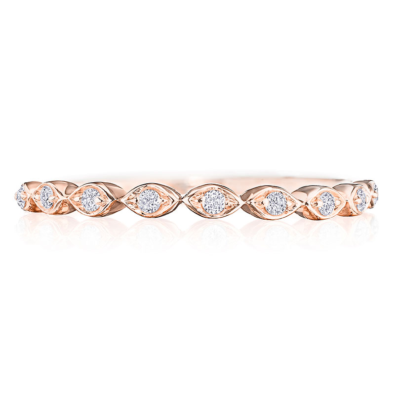 Henri Daussi Rose Gold Half Way Diamond Band