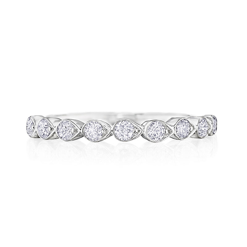 Henri Daussi White Gold Half Way Diamond Band