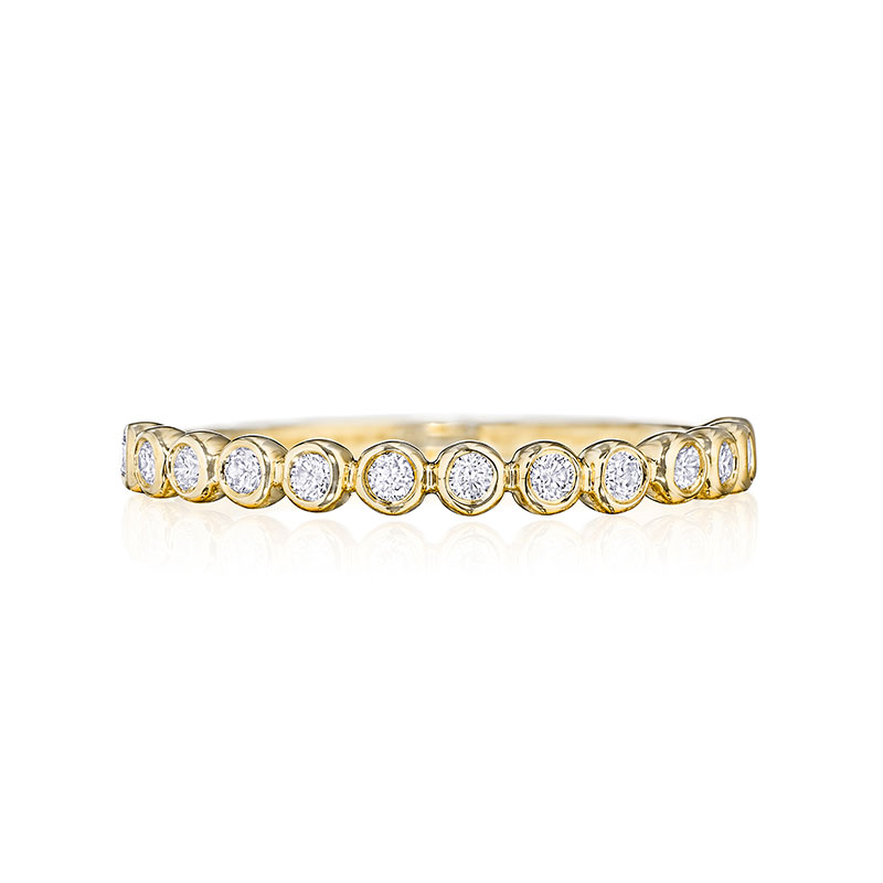 Henri Daussi Yellow Gold Half Way Diamond Band