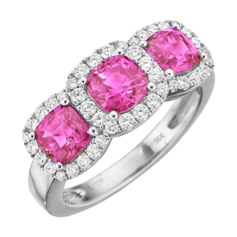 Three Stone Pink Sapphire Band