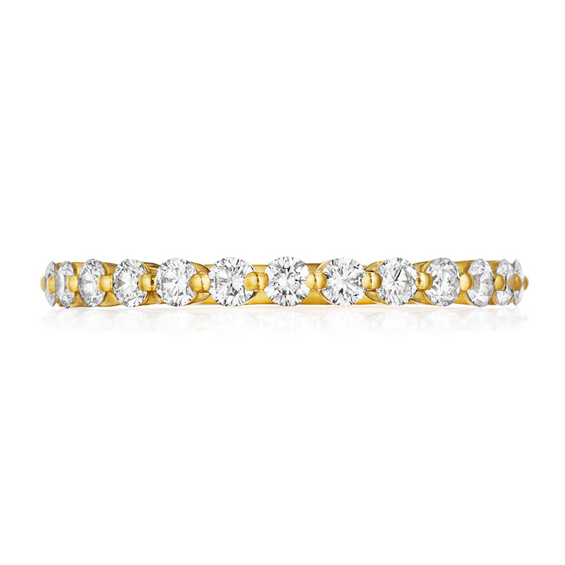 Henri Daussi Yellow Gold Diamond Pave Band