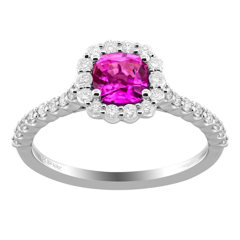 Ring with A Cushion Cut Pink Sapphire