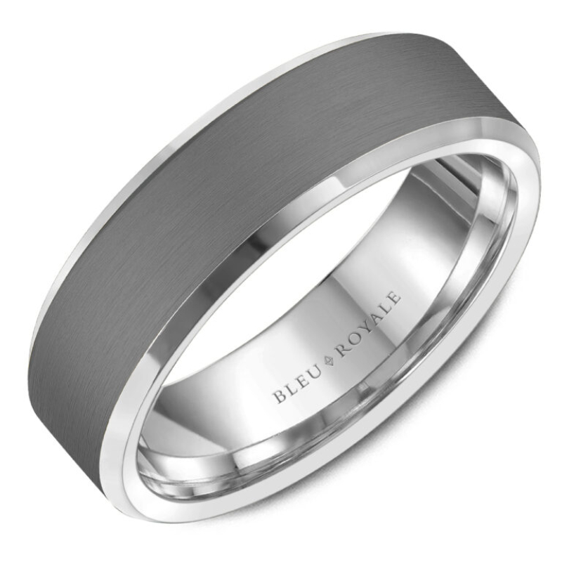 14K White Gold Bevelled Edge Band