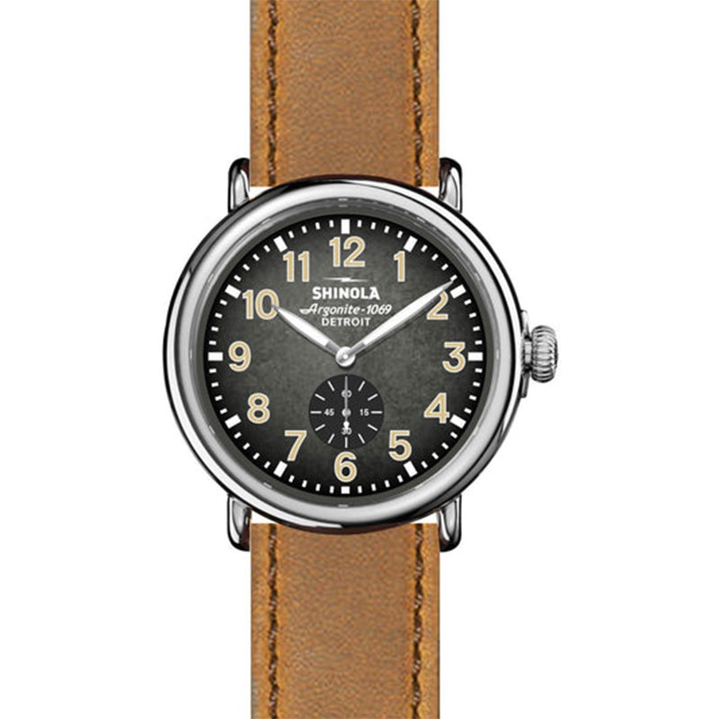 Shinola 41Mm Runwell Degrade Black Dial Leather Watch