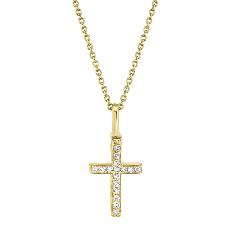 0.06Ct 14K Yellow Gold Diamond Cross Necklace