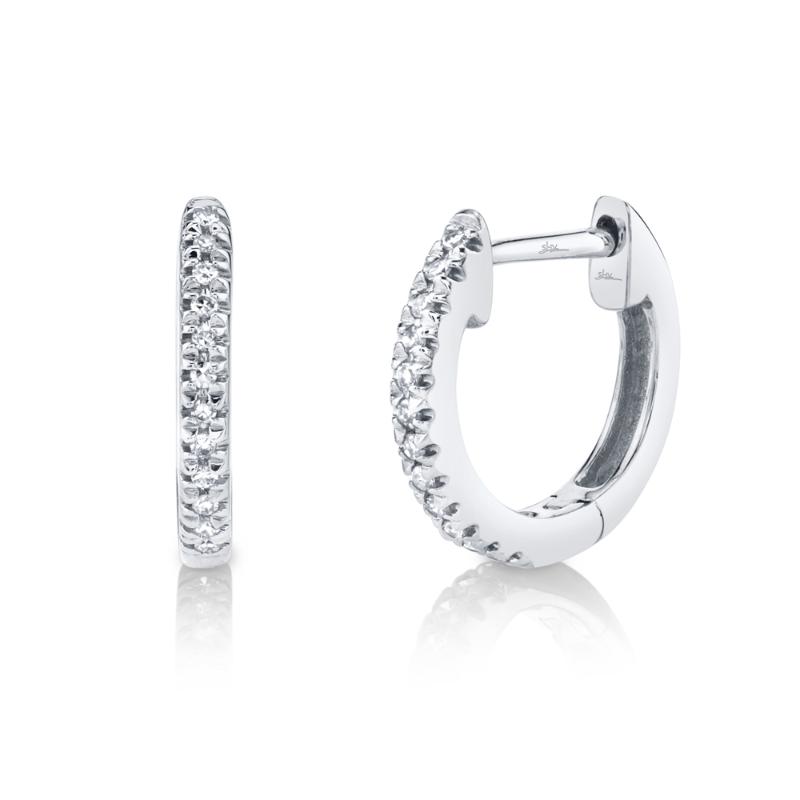 0.07Ct 14K White Gold Diamond Huggie Earring