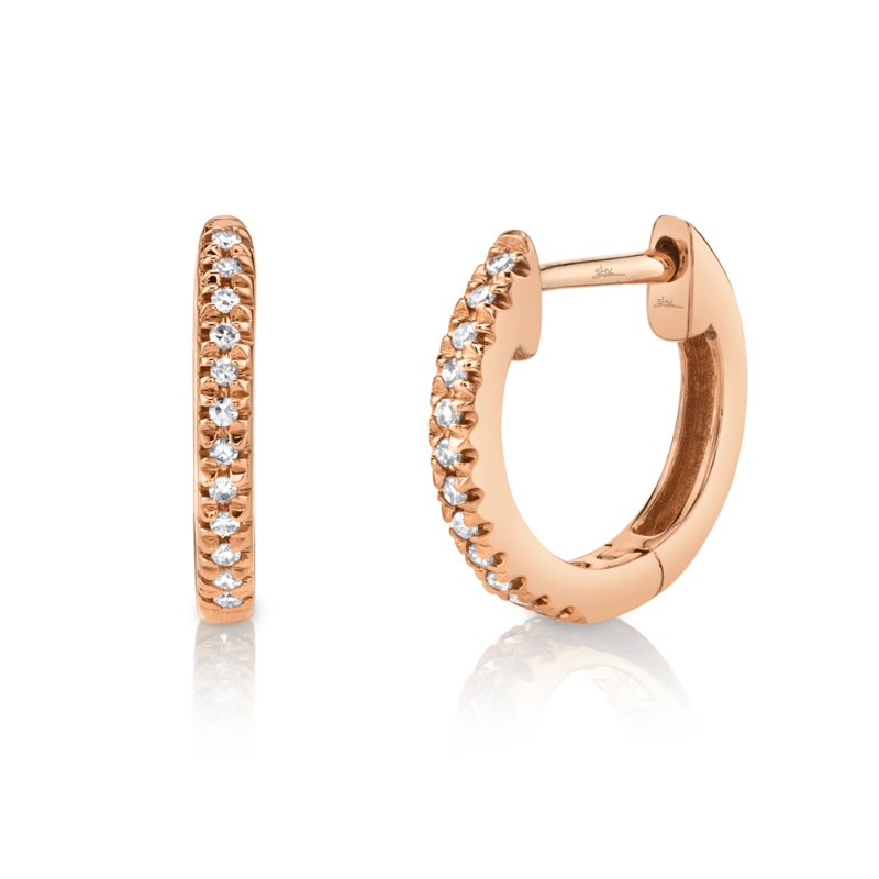 0.07Ct 14K Rose Gold Diamond Huggie Earring