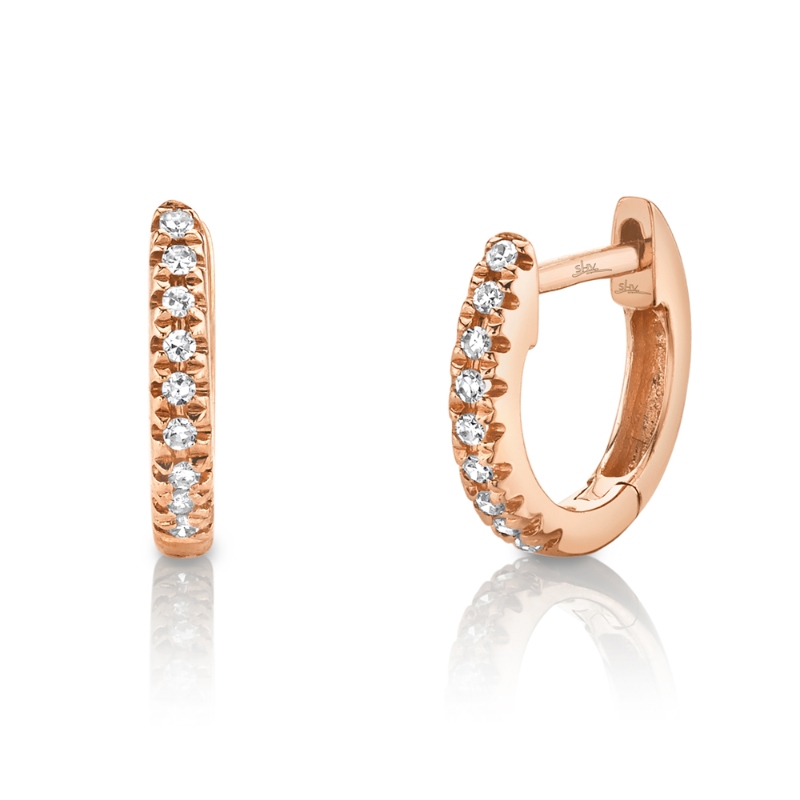 0.04Ct 14K Rose Gold Diamond Mini Huggie Earring