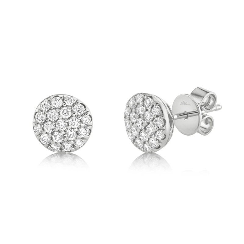 0.48Ct 14K White Gold Diamond Pave Circle Stud Earring
