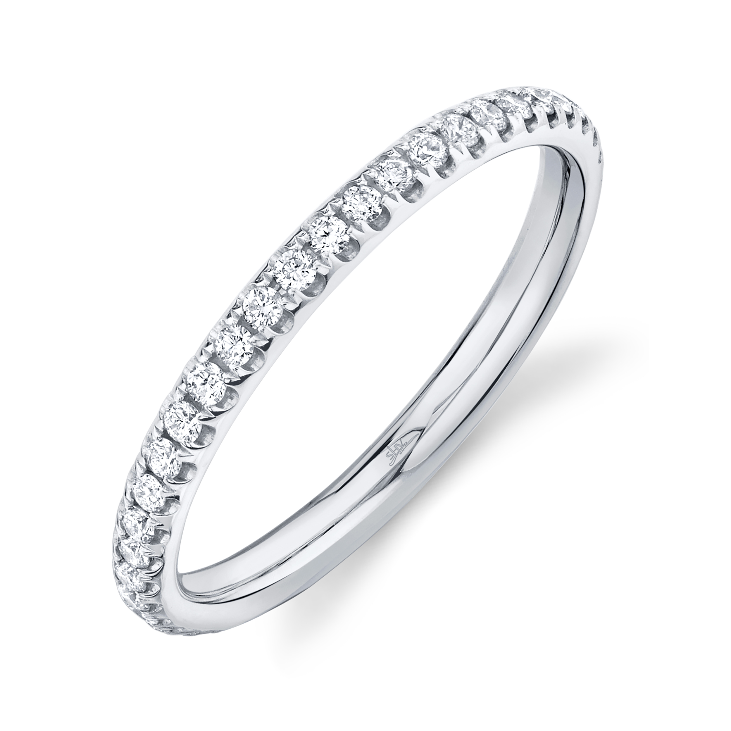 Pave 0.60ct Diamonds 14K White Gold Wedding Full Eternity Band Wedding Ring 