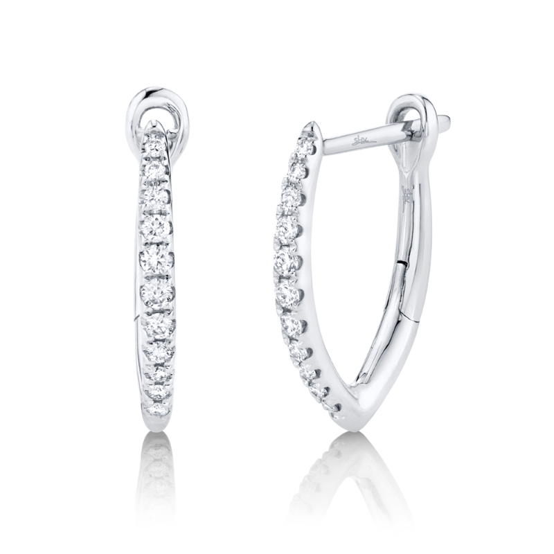 0.15Ct 14K White Gold Diamond Hoop Earring