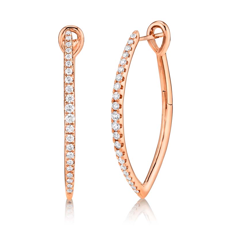 A Pair Of 14K Rose Gold Hoop Earrings That Are Set With Diamonds Weighing .75 Carat Total. G/H, Vs-Si