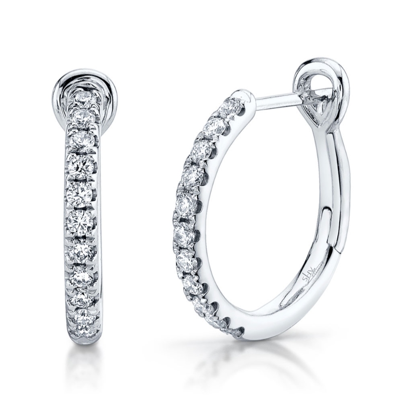 0.26Ct 14K White Gold Diamond Hoop Earring