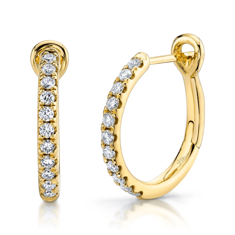 0.26Ct 14K Yellow Gold Diamond Hoop Earring
