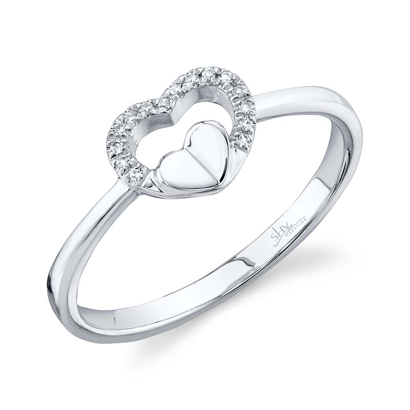0.04ct 14k White Gold Diamond Heart Ring SC22005551