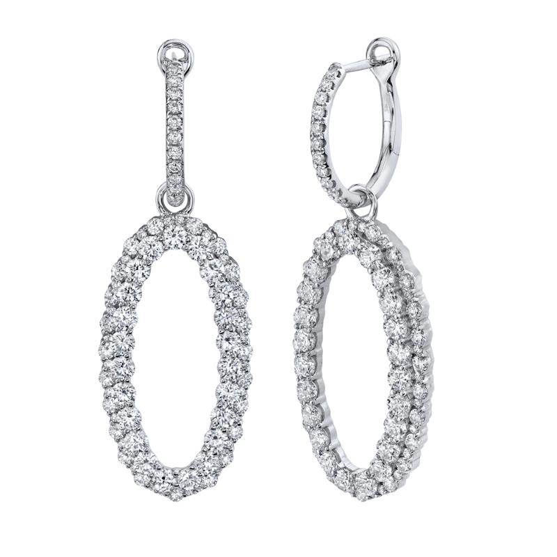 3.00Ct 14K White Gold Diamond Oval Earring