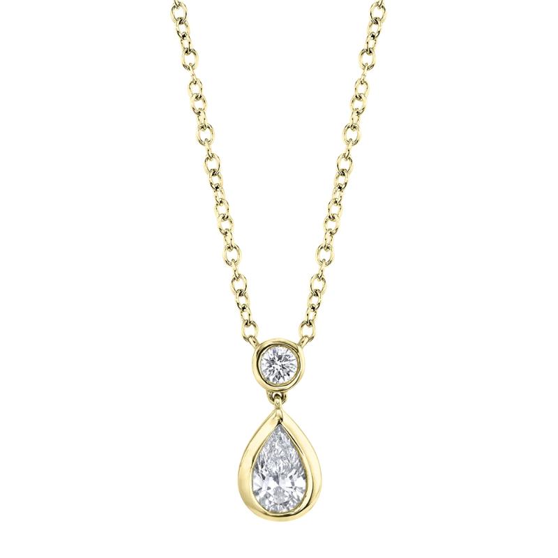 14K Yellow Gold Pear Shaped Diamond Pendant