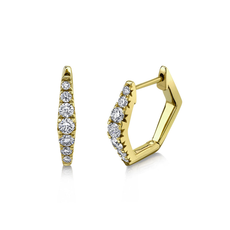 14K Yellow Gold Diamond Huggie Earrings .49Ct G/H, Vs-Si