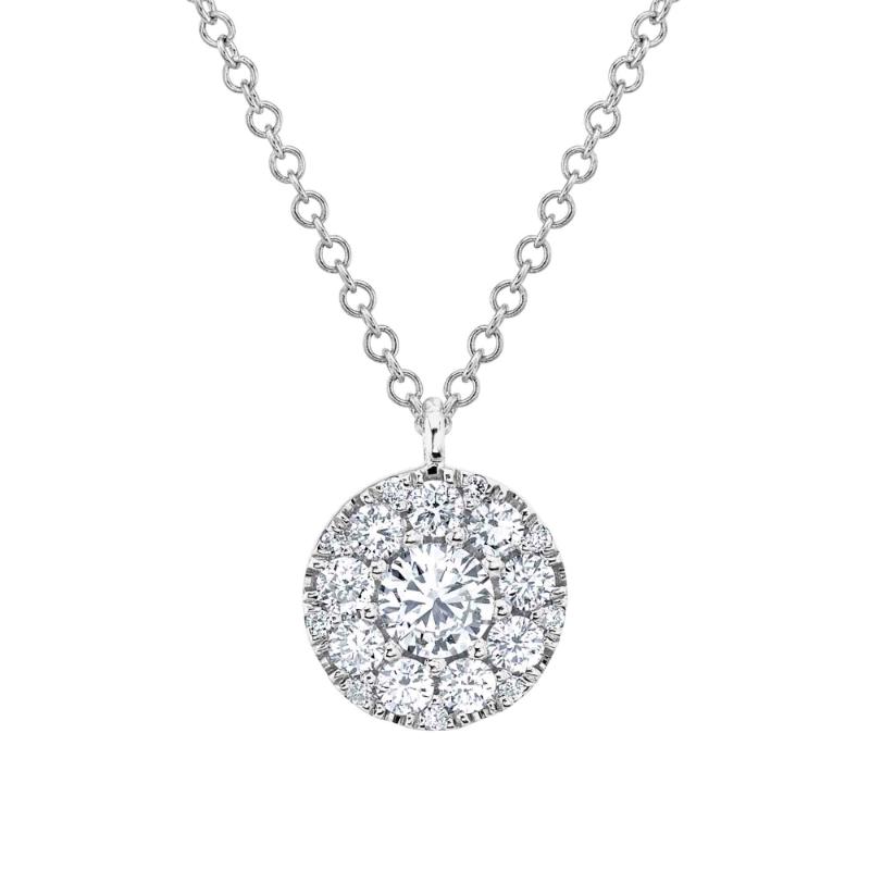 0.22Ct-Ctr(Round) 0.28Ct-Side Diamond Cluster Necklace