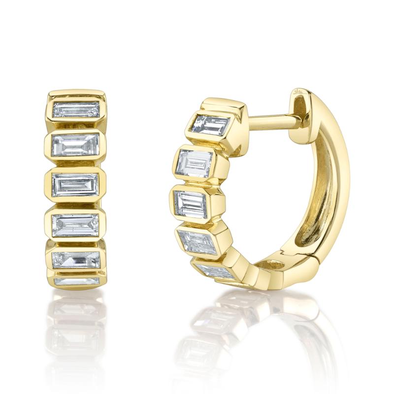 0.59Ct Diamond Baguette Huggie