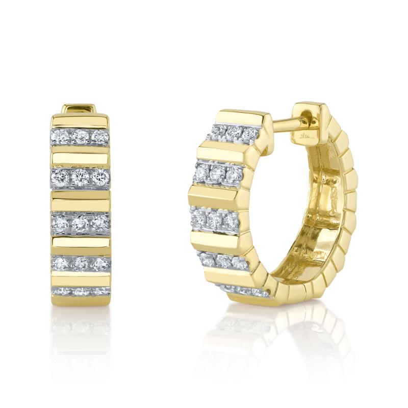 14K Yellow Gold And Diamond Huggie Earring