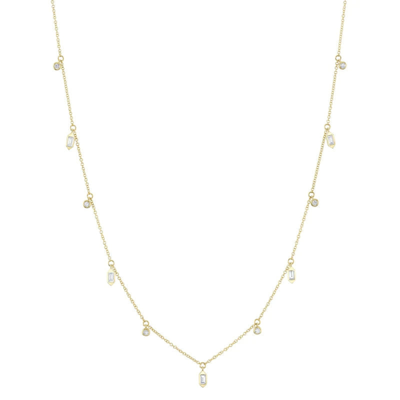 0.38Ct Diamond Baguette Bezel Necklace