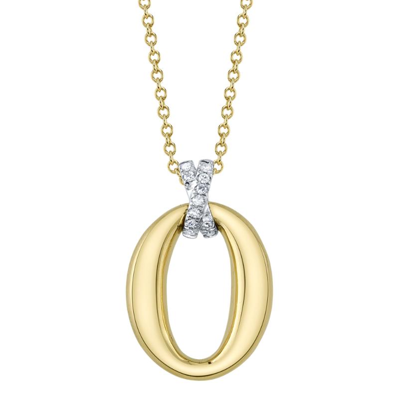 14K Yellow And White Gold Oval Pendant