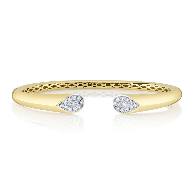 14K Yellow And White Gold Diamond Bangle