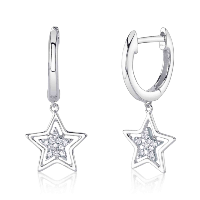 A Pair Of 14K White Gold Huggie Hoop Earrings