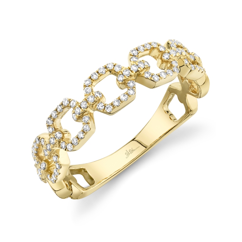 0.22Ct 14K Yellow Gold Diamond Link Ring