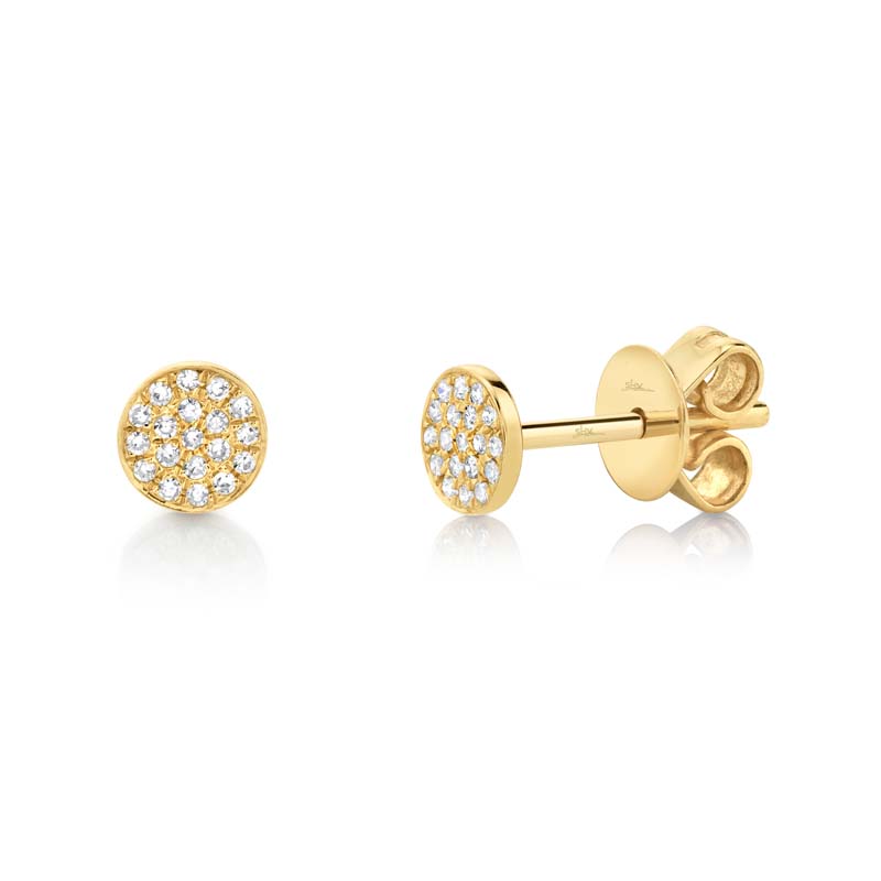 0.07Ct 14K Yellow Gold Diamond Pave Stud Earring