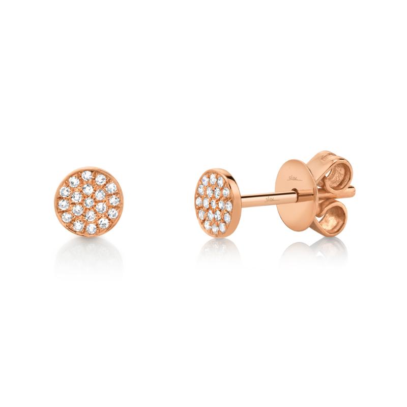 0.07Ct 14K Rose Gold Diamond Pave Stud Earring