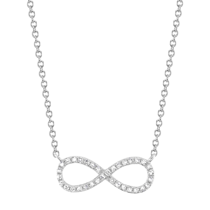 A 14K White Gold Diamond Infinity Necklace