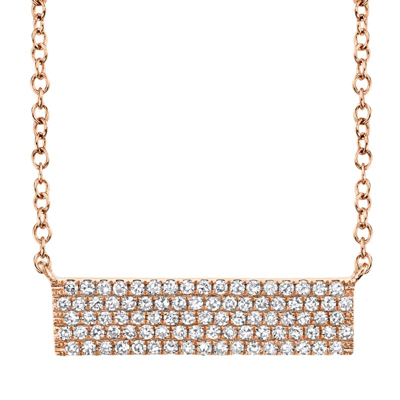 0.25Ct 14K Rose Gold Diamond Pave Necklace