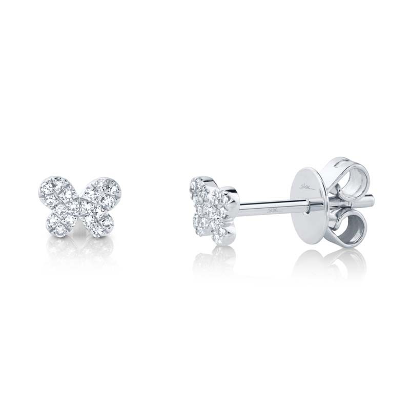 0.07Ct Diamond Pave Butterfly Stud Earrings