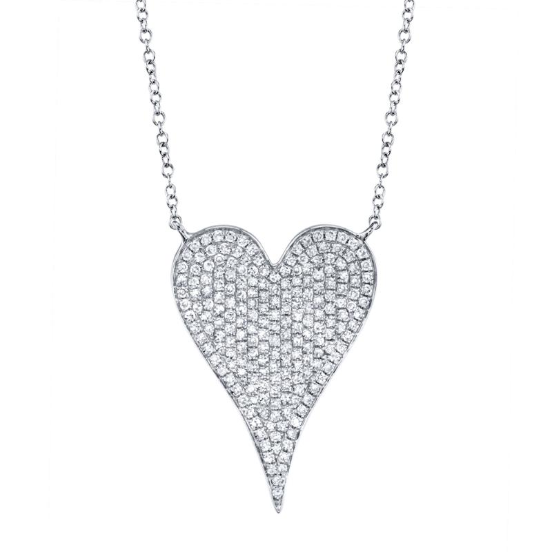 0.43Ct 14K White Gold Diamond Heart Necklace