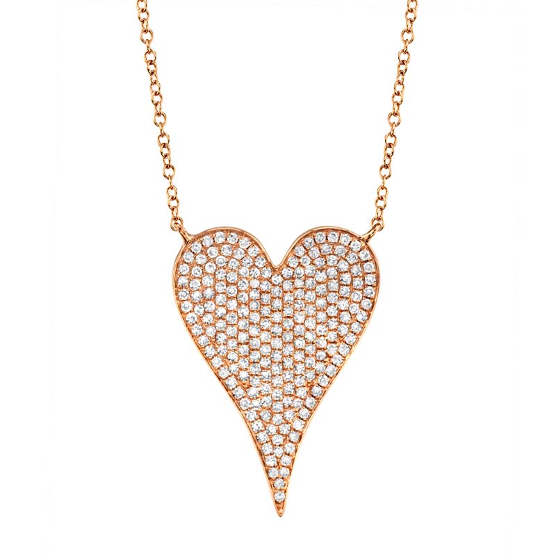 0.43Ct 14K Rose Gold Diamond Heart Necklace
