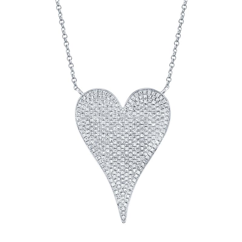 0.83Ct 14K White Gold Diamond Heart Necklace