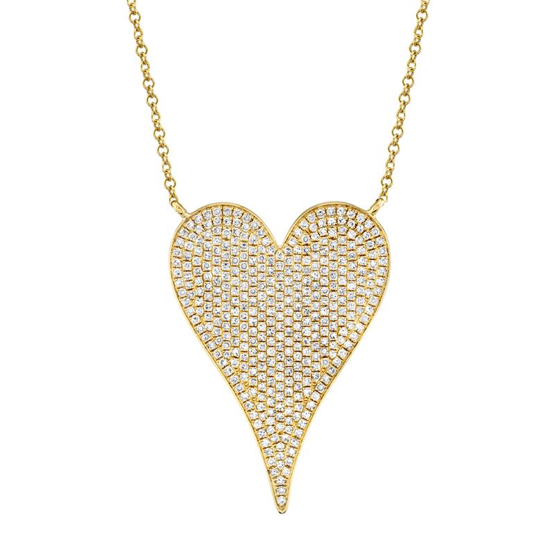 0.83Ct 14K Yellow Gold Diamond Heart Necklace