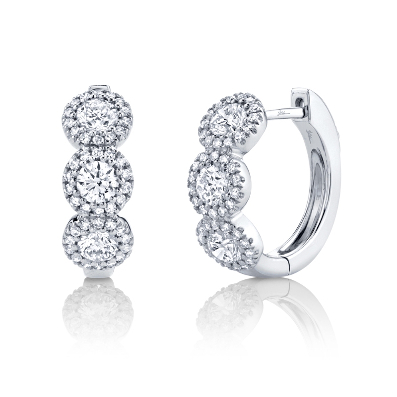 1.10Ct 14K White Gold Diamond Huggie Earring