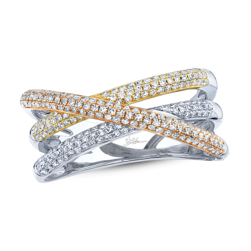 0.50Ct 14K Three-Tone Gold Diamond Bridge Ring