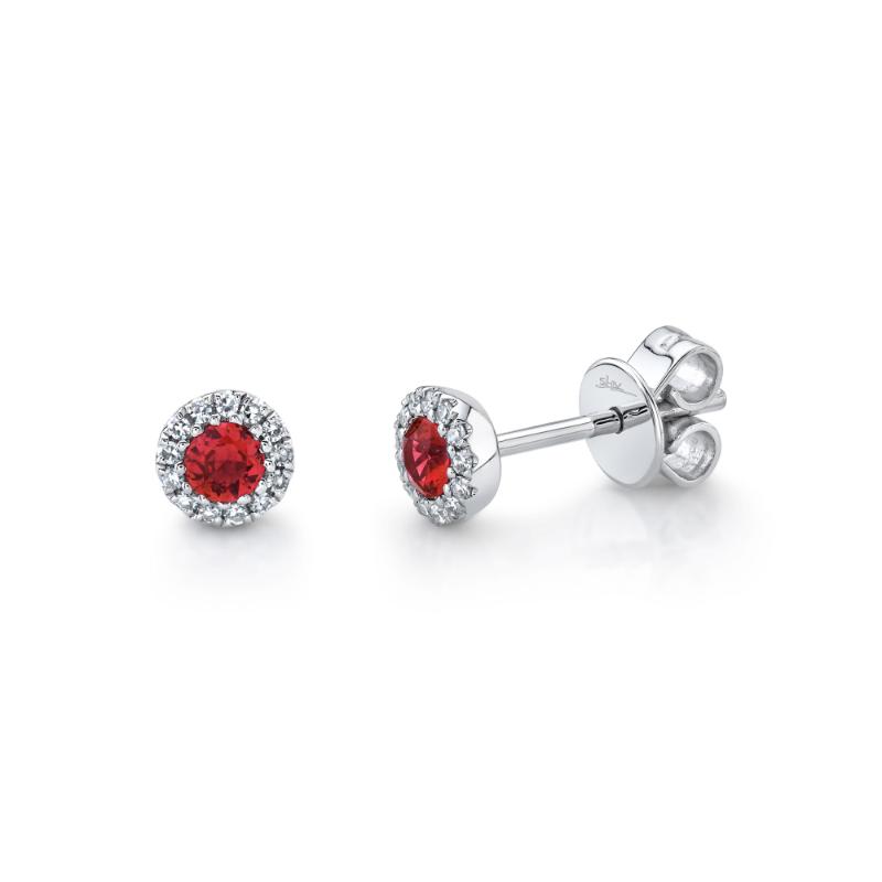 0.08Ct Diamond & 0.28Ct Ruby Stud Earring