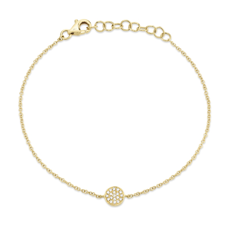 0.05Ct 14K Yellow Gold Diamond Pave Circle Bracelet